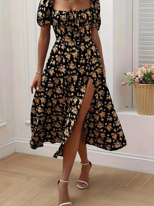 Adalie - Robe chic fendue pour le printemps et l'été