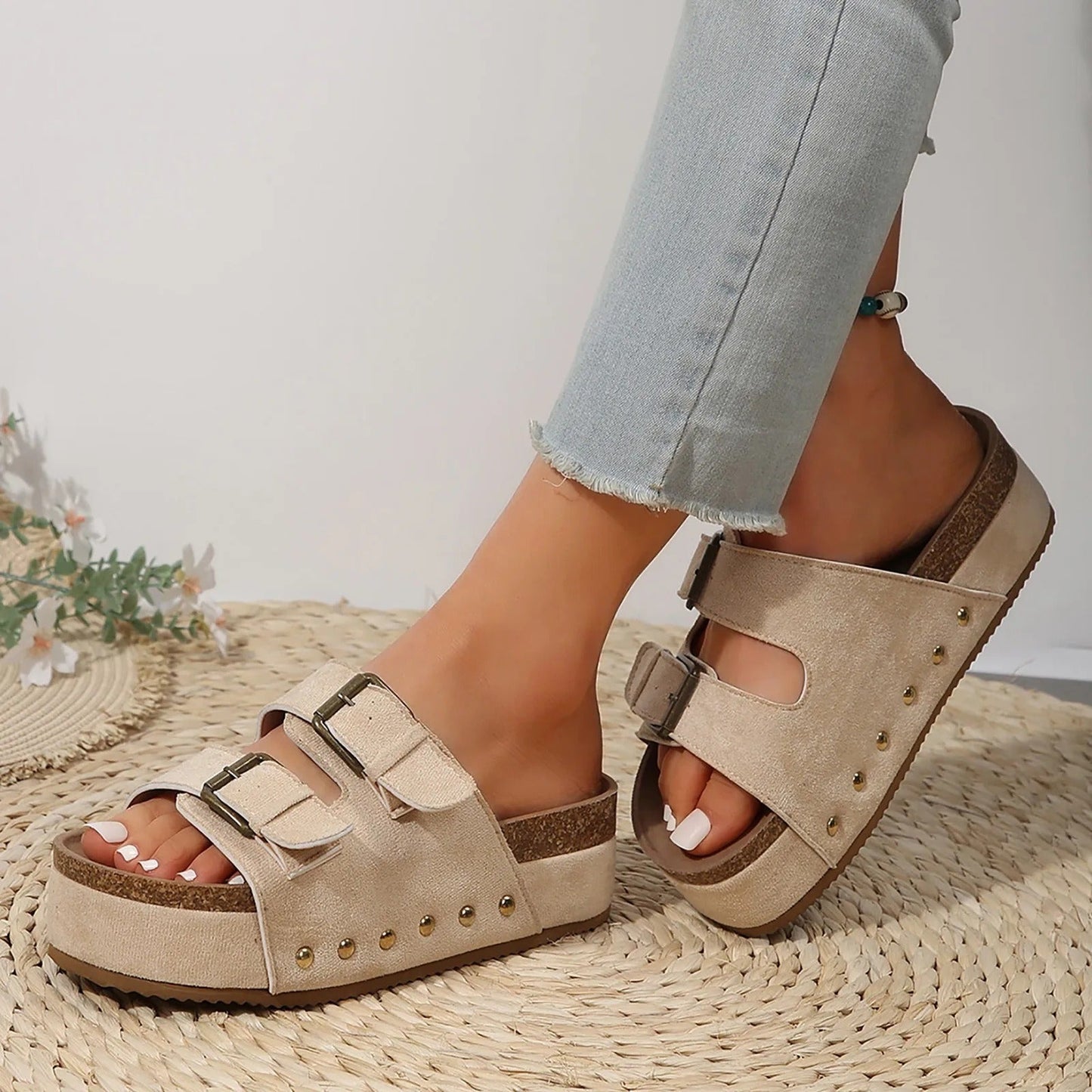 Leona - Double Strap Buckle Sandals