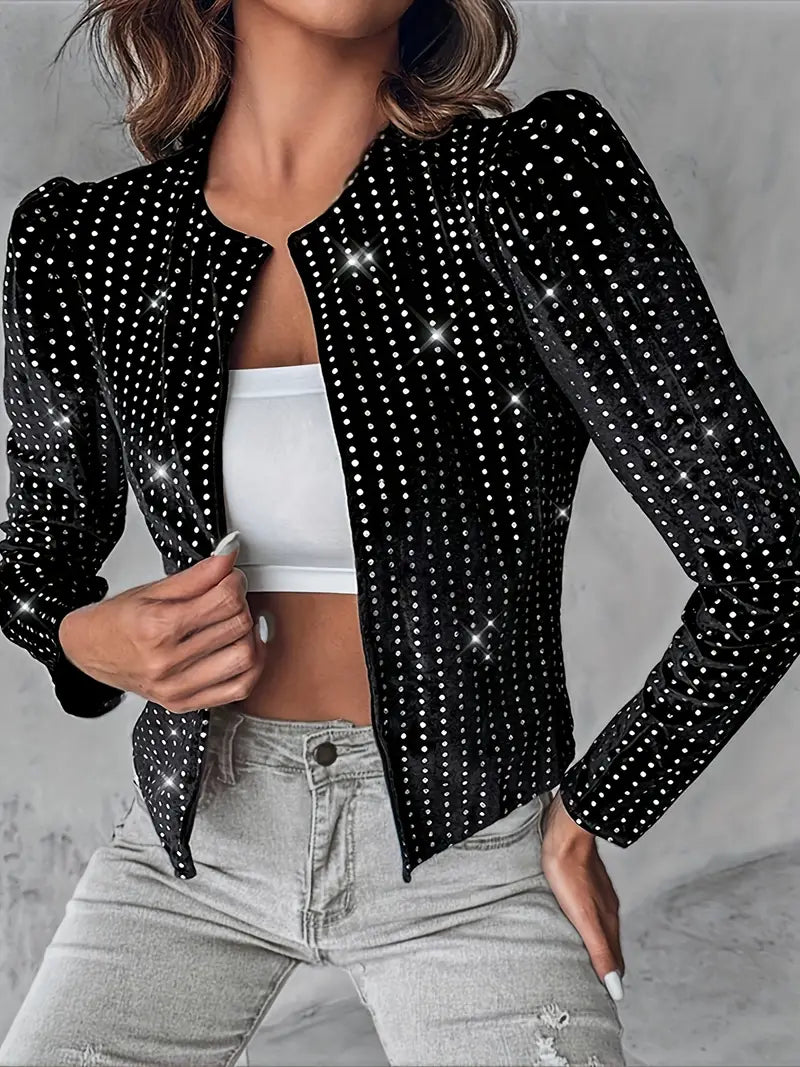 Phoebe - Gorgeous Polka Dot Coat with Sequins for Women