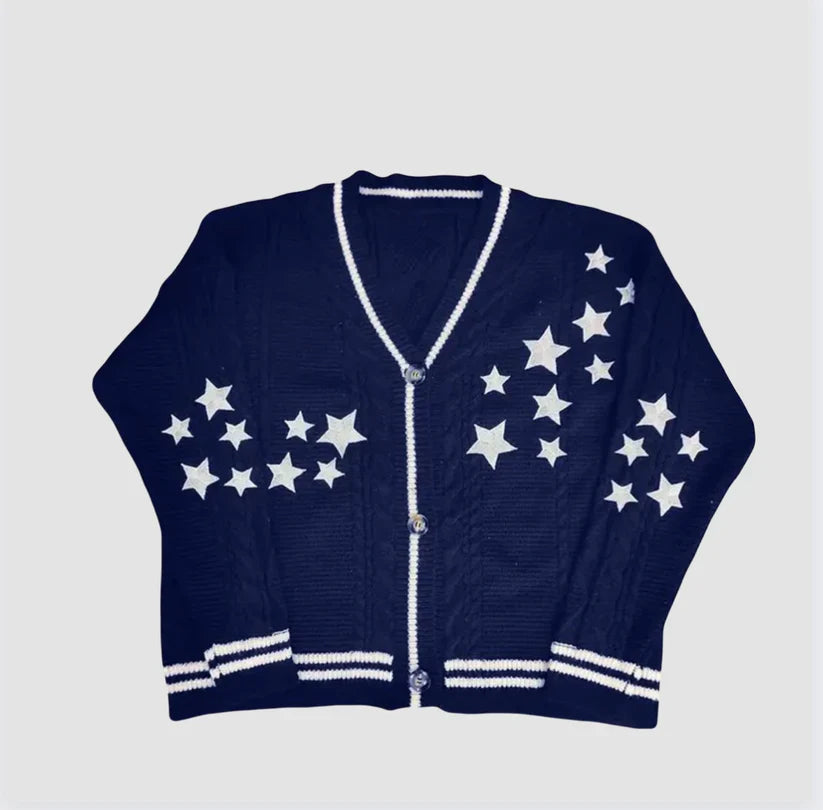 Ada - Cardigan with button closure and star pattern