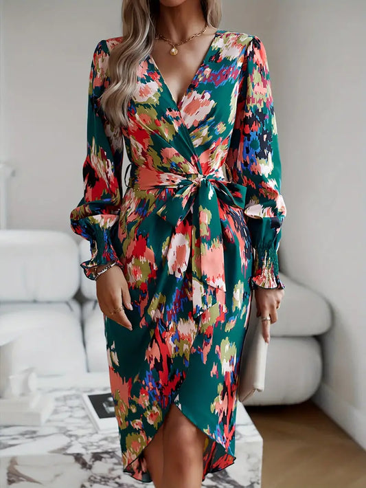 Estella - Wrap dress with allover print