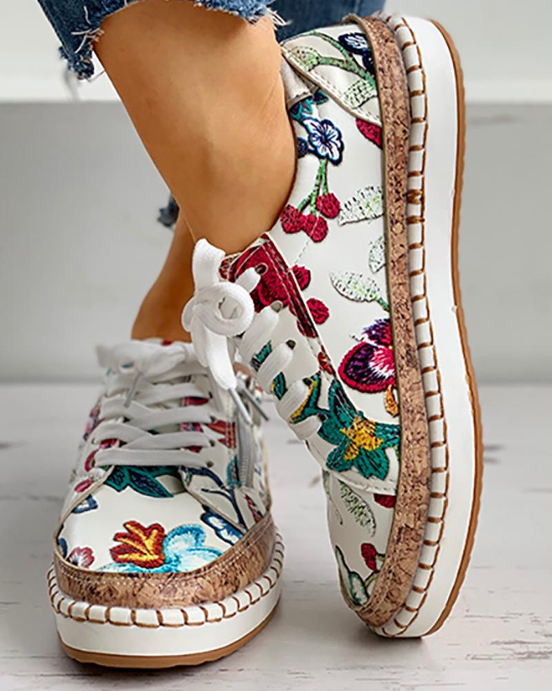 Daphne - Floral vulcanized shoes for women