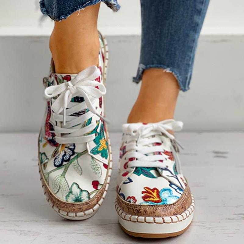 Daphne - Floral vulcanized shoes for women