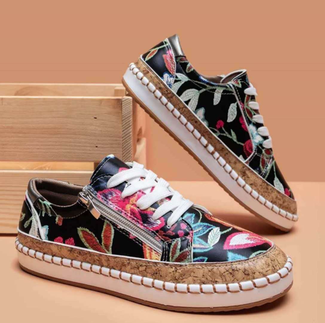 Daphne - Floral vulcanized shoes for women