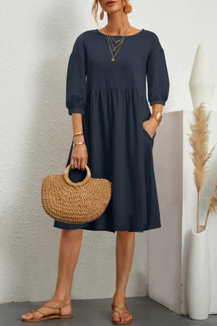 Kiara - Casual midi dress with 3/4 sleeves