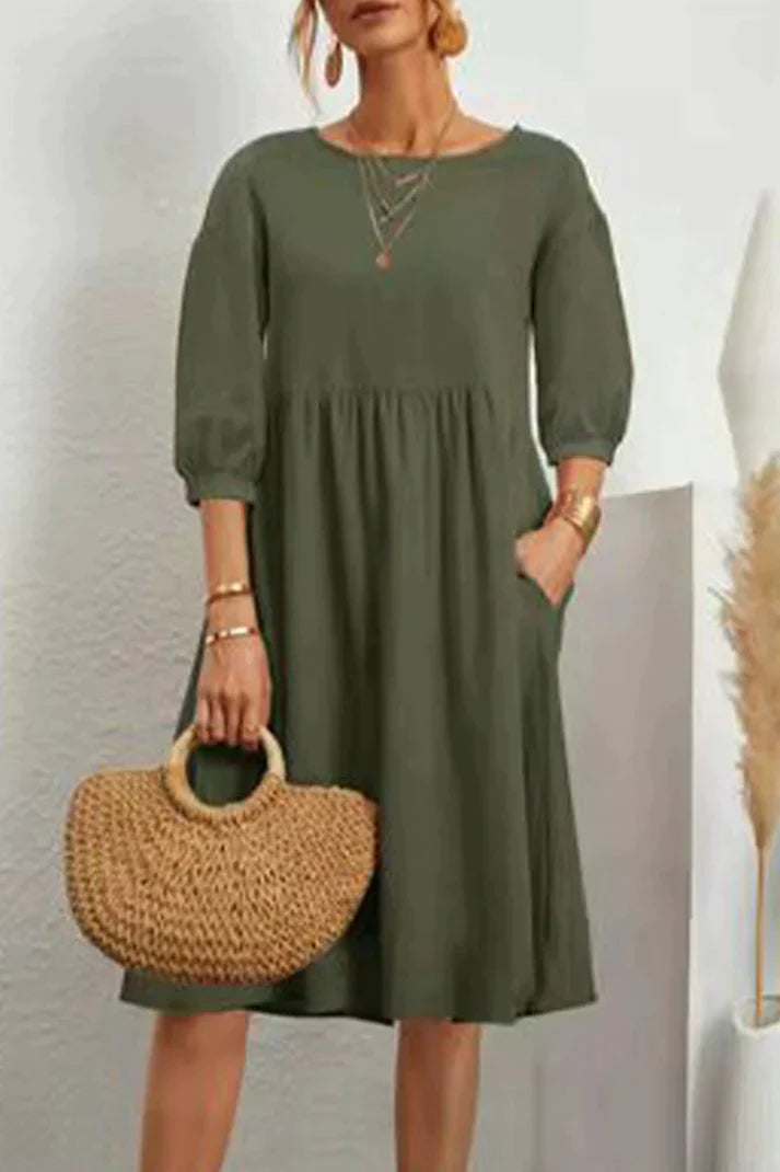 Kiara - Casual midi dress with 3/4 sleeves