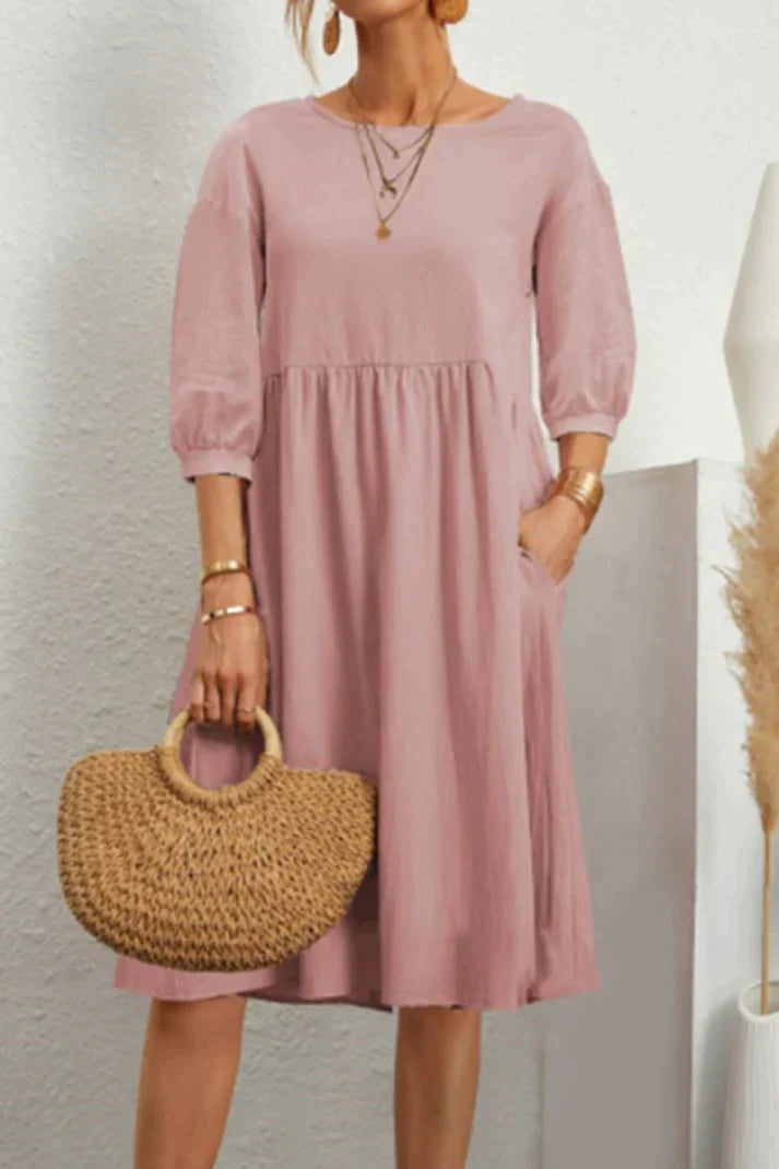 Kiara - Casual midi dress with 3/4 sleeves