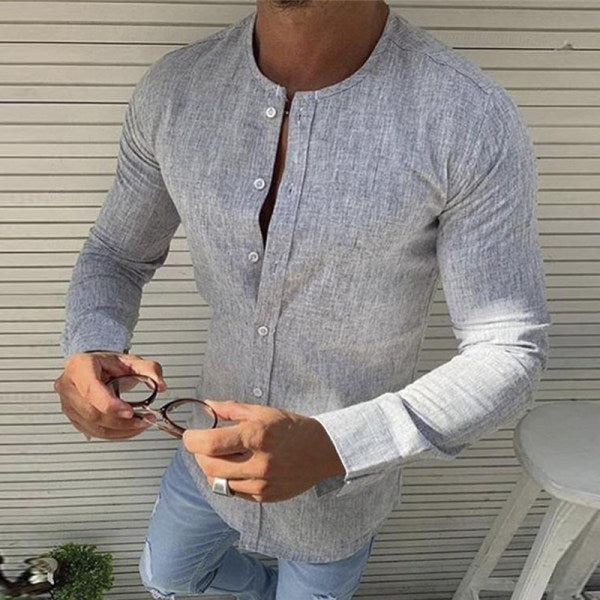 Chemise élégante en coton à manches longues pour homme