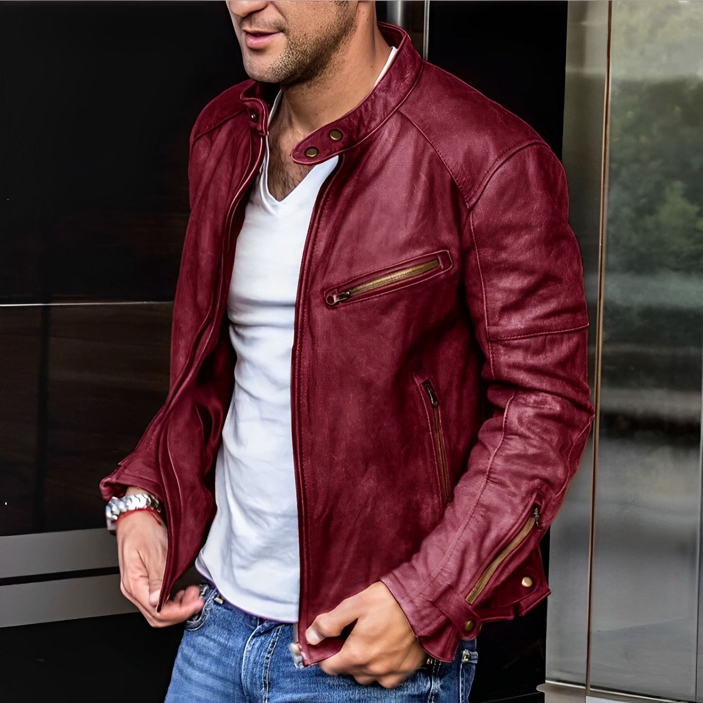 Elegant leather jacket for all seasons - Dalton