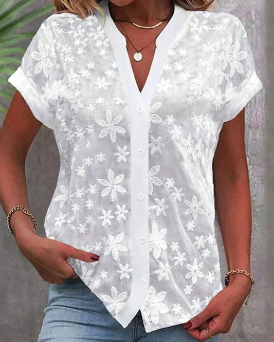 Belva - White lace blouse for women