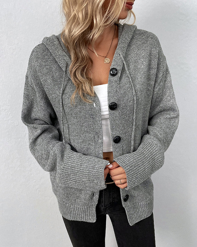 Nienke | Cardigan uni avec capuche et lacets