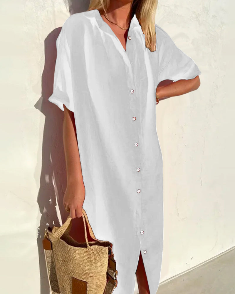 Nienke | Plain cotton shirt dress