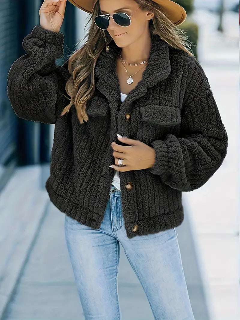 Leora - Plain trucker jacket in faux fur