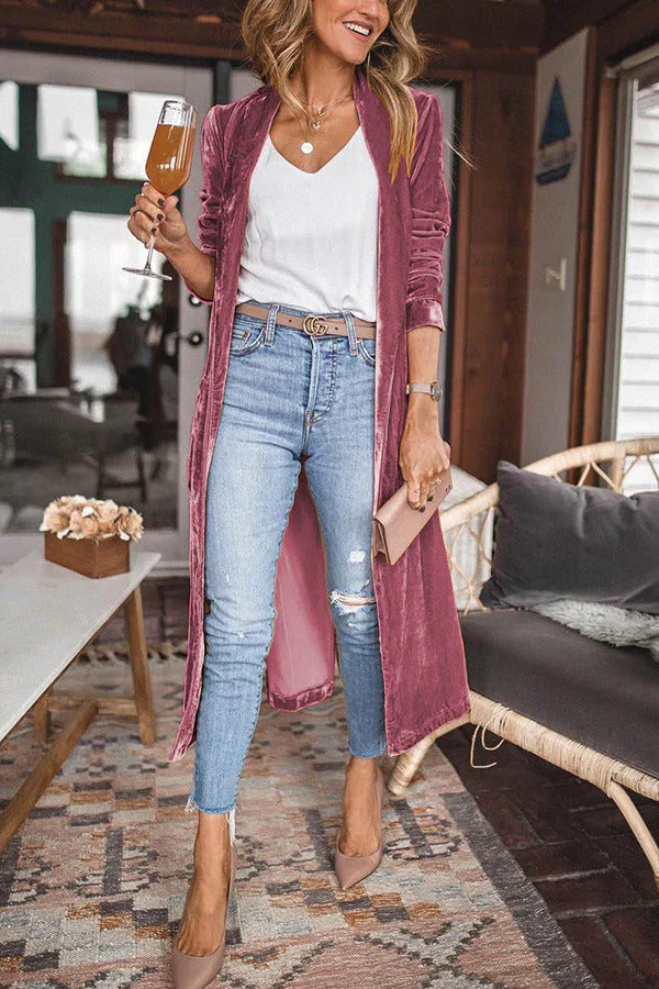 Hailie - élégant cardigan long en velours