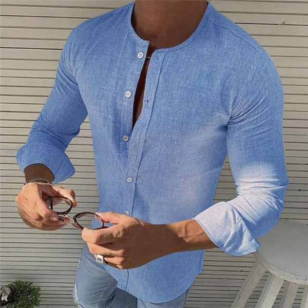 Chemise élégante en coton à manches longues pour homme