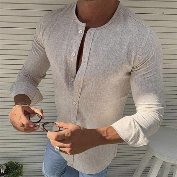 Chemise élégante en coton à manches longues pour homme