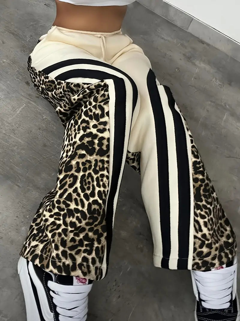 Beverly - Leopard Print Fleece Lined Women's Trousers