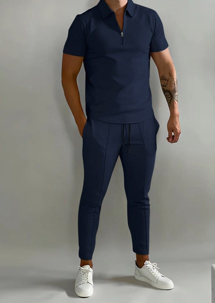 Luxe 2-delige heren set met polo en jogger