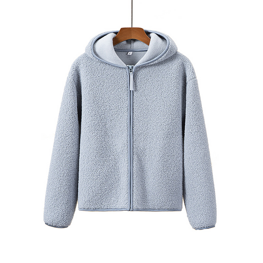 Ella - Hooded Jacket with Zip Closure and Soft Sherpa Fabric, Fleece Vest