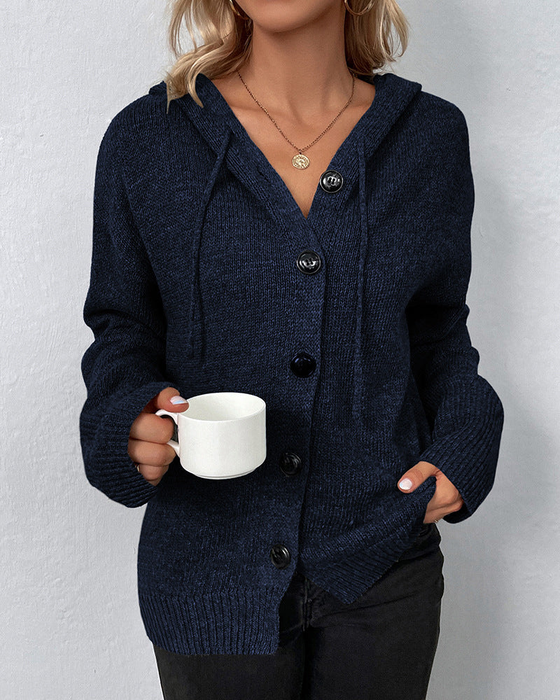 Nienke | Cardigan uni avec capuche et lacets