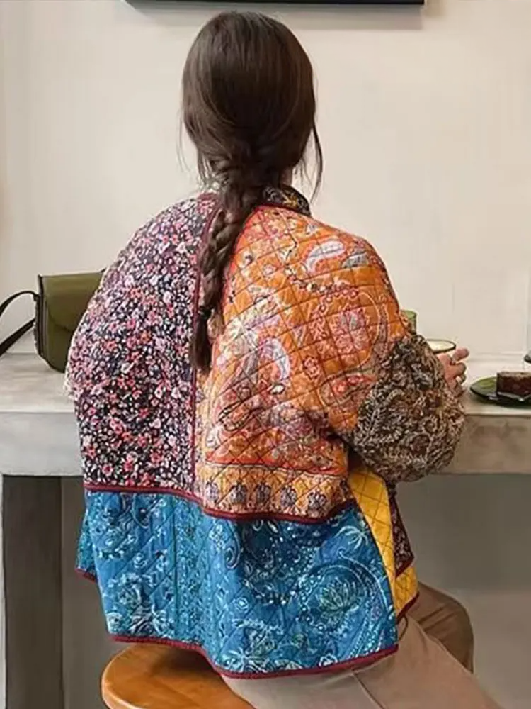 Brianna - Manteau à imprimé floral avec poches en patchwork