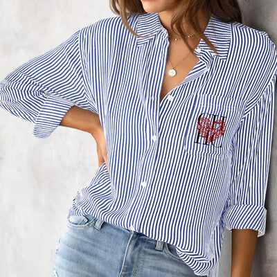 Alison - Elegant Striped Office Top for Women