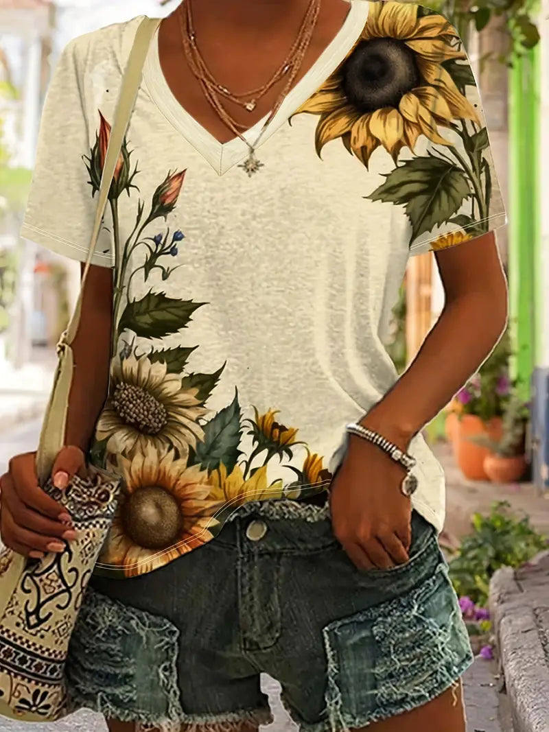 Keoni - T-shirt met zonnebloemenprint