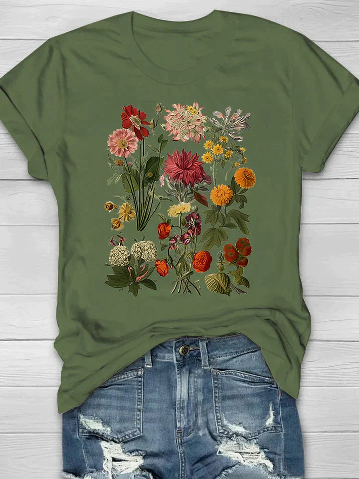 Lorelei - Vintage dames t-shirt met bloemenprint