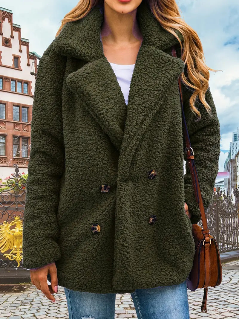 Lolly - Double-breasted teddy coat with lapels