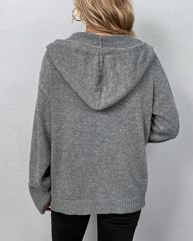 Nienke | Cardigan uni avec capuche et lacets