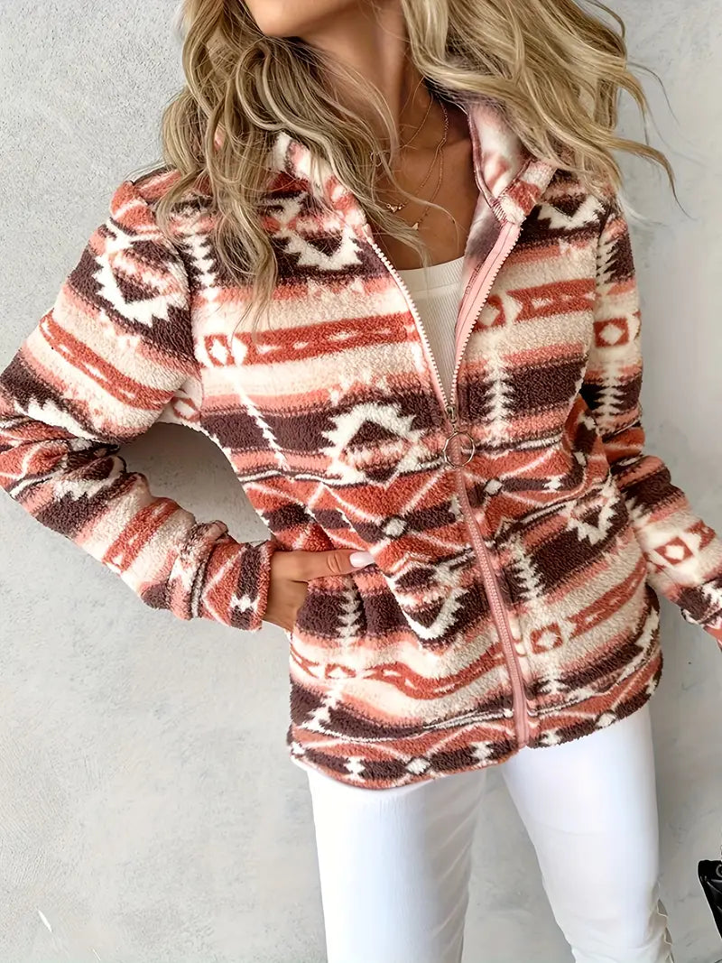 Marla - Aztec pattern coat for fall and winter