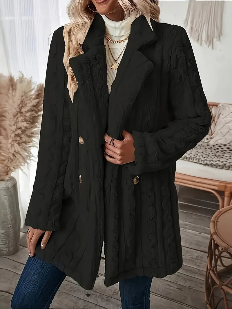 Ceretta - Double-breasted coat with fluffy lapels