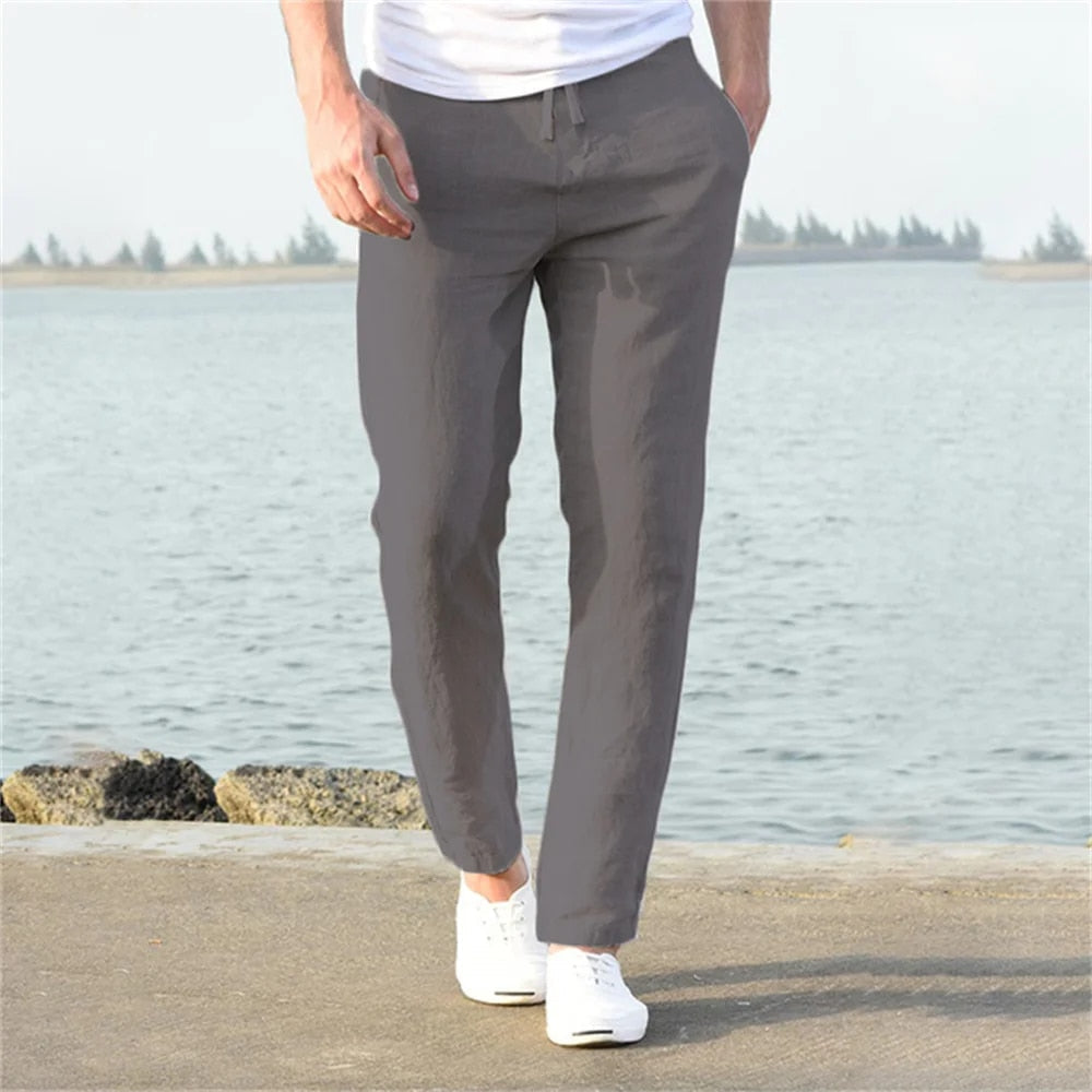 Angelo - Pantalon d'été respirant avec taille élastique pour homme