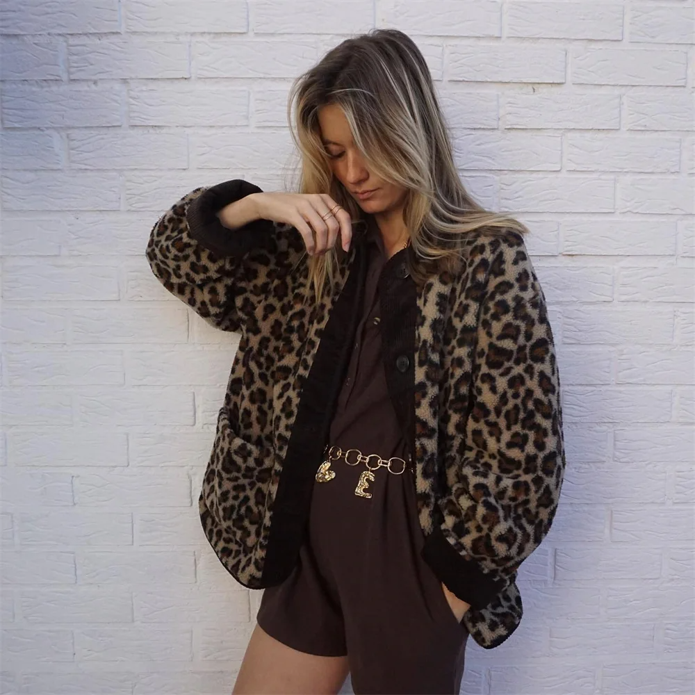 Octavia - Leopard Print O-Neck Coat