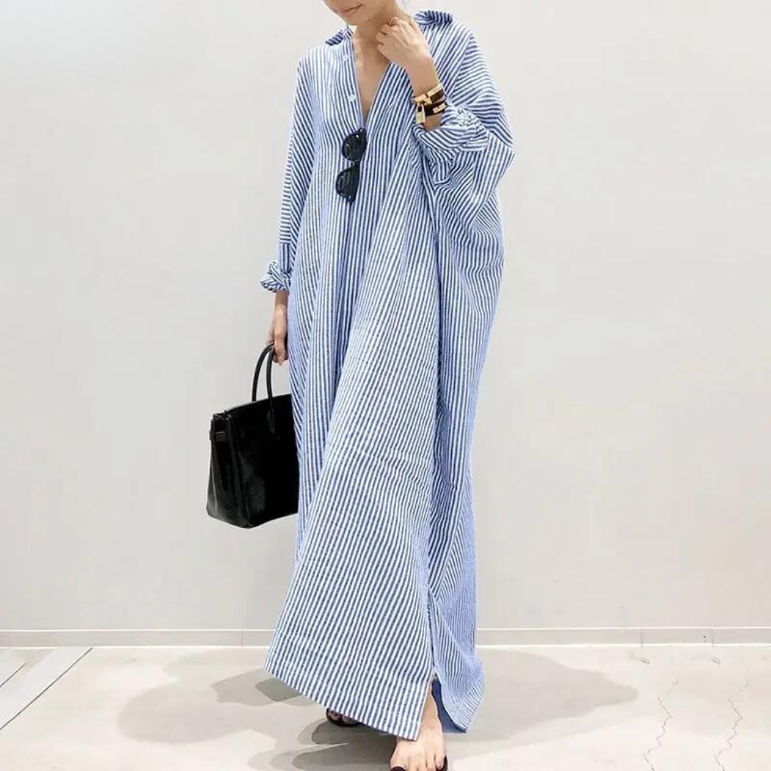 Elsa | Robe chemise oversize à rayures