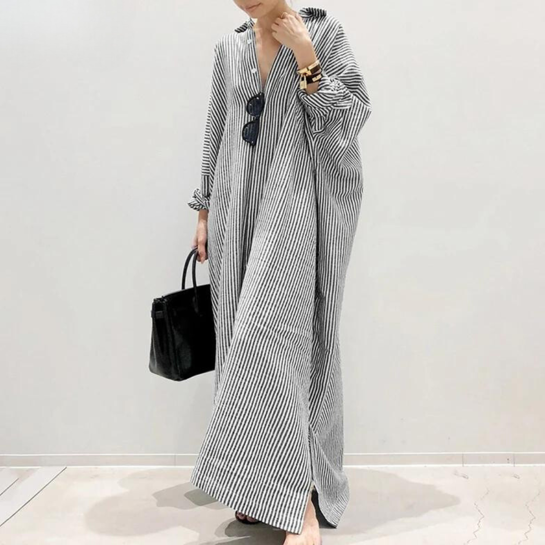 Elsa | Robe chemise oversize à rayures