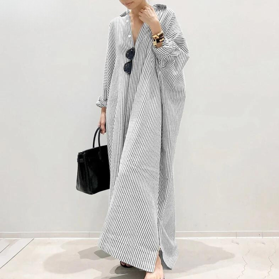 Elsa | Robe chemise oversize à rayures