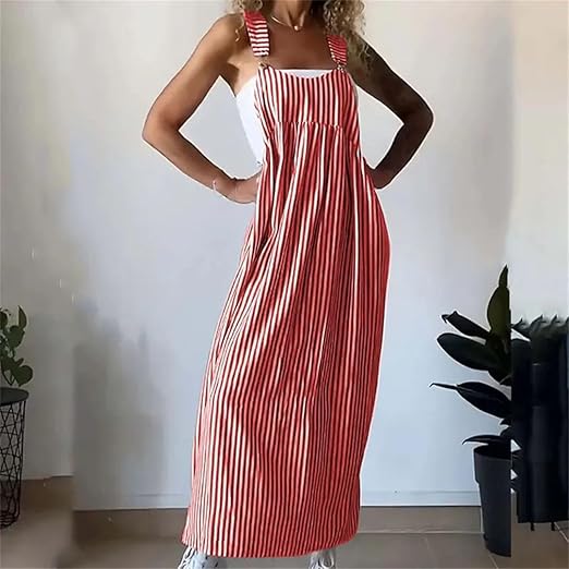 Iris - Casual Striped Suspender Dress