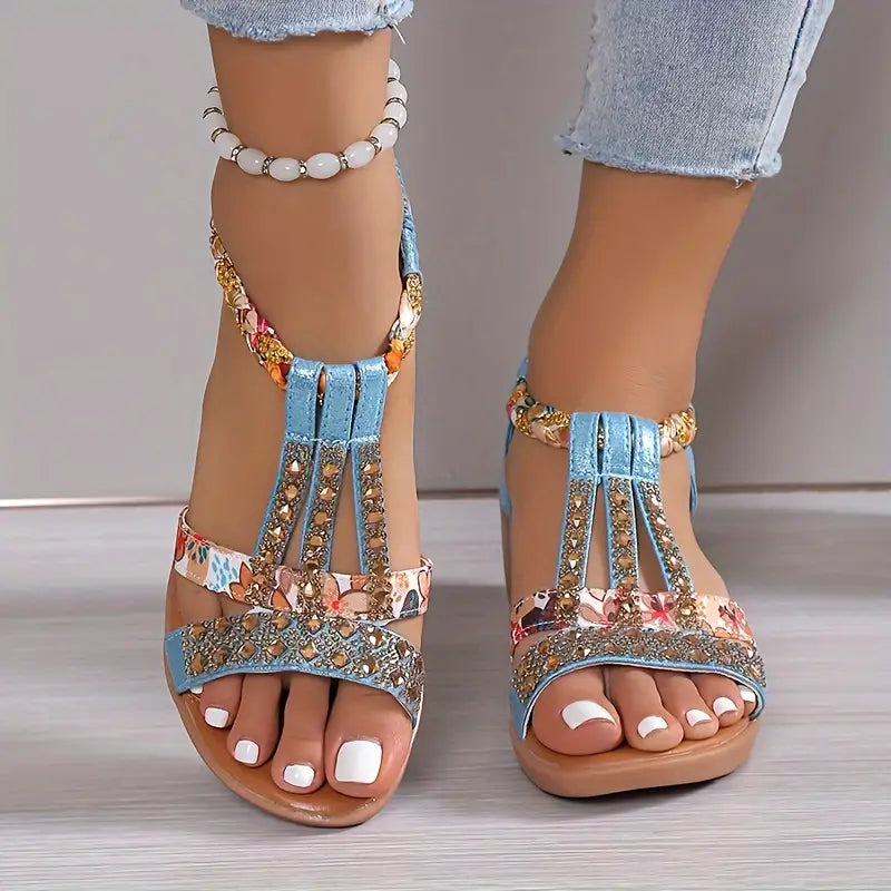 Sophia - Women's Sandals with Rhinestone Pattern