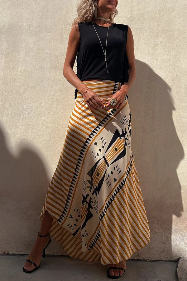 Audrey - Geometric Print Maxi Skirt