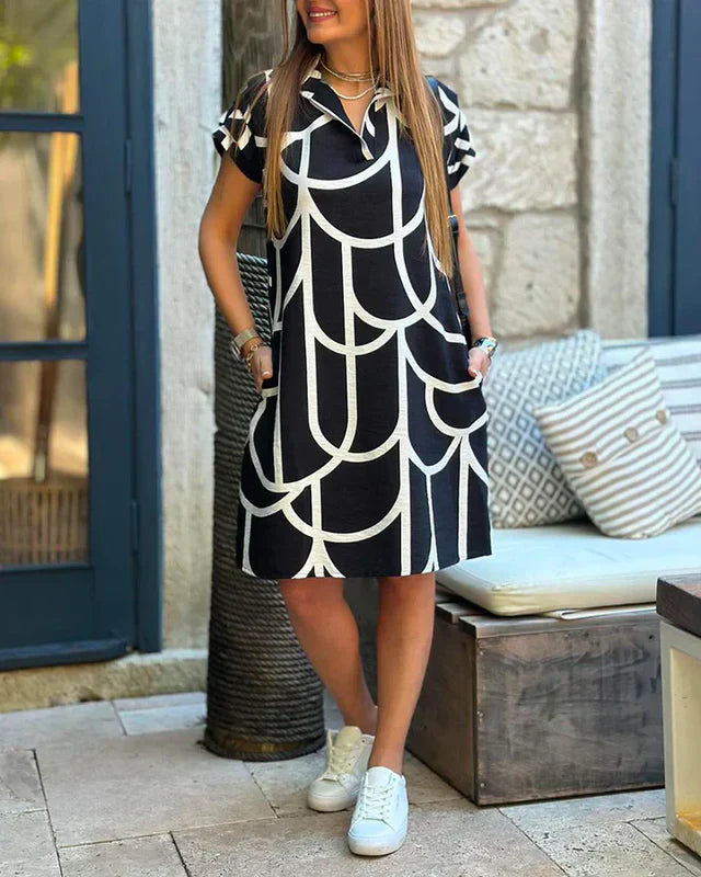 Esther - Printed midi dress with short sleeves