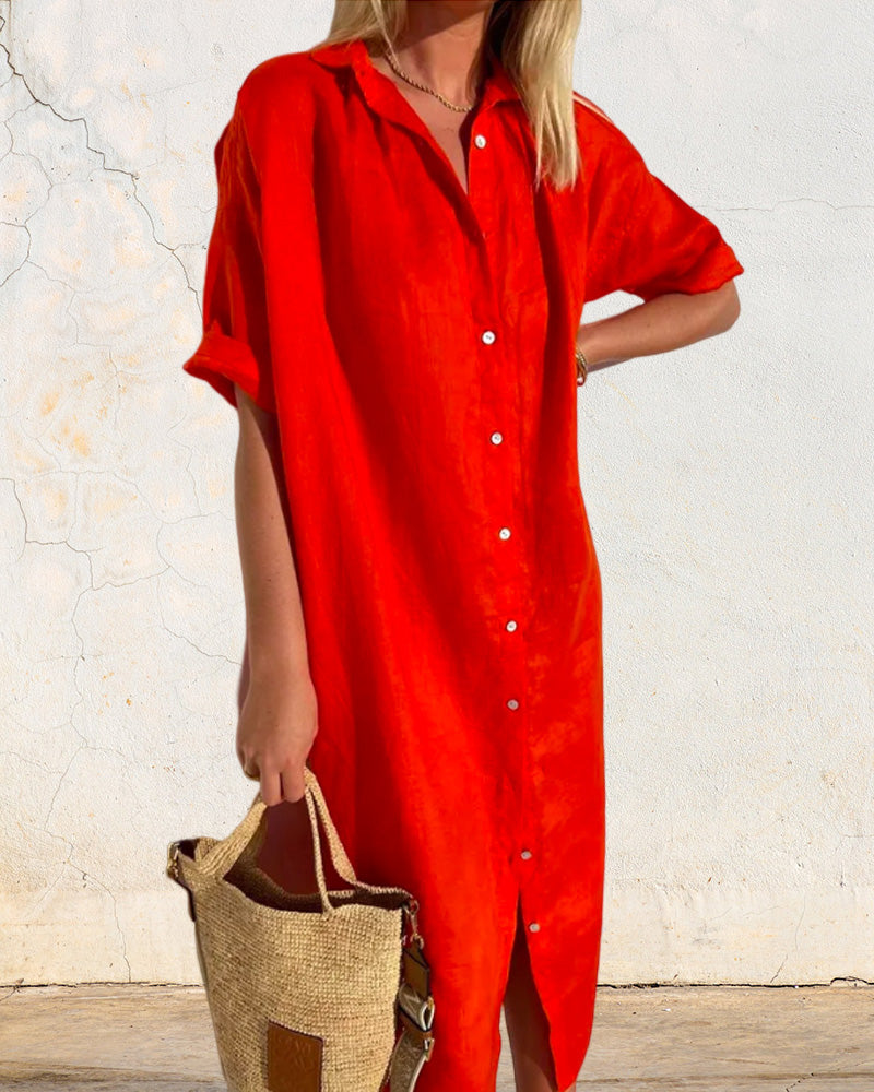 Nienke | Plain cotton shirt dress