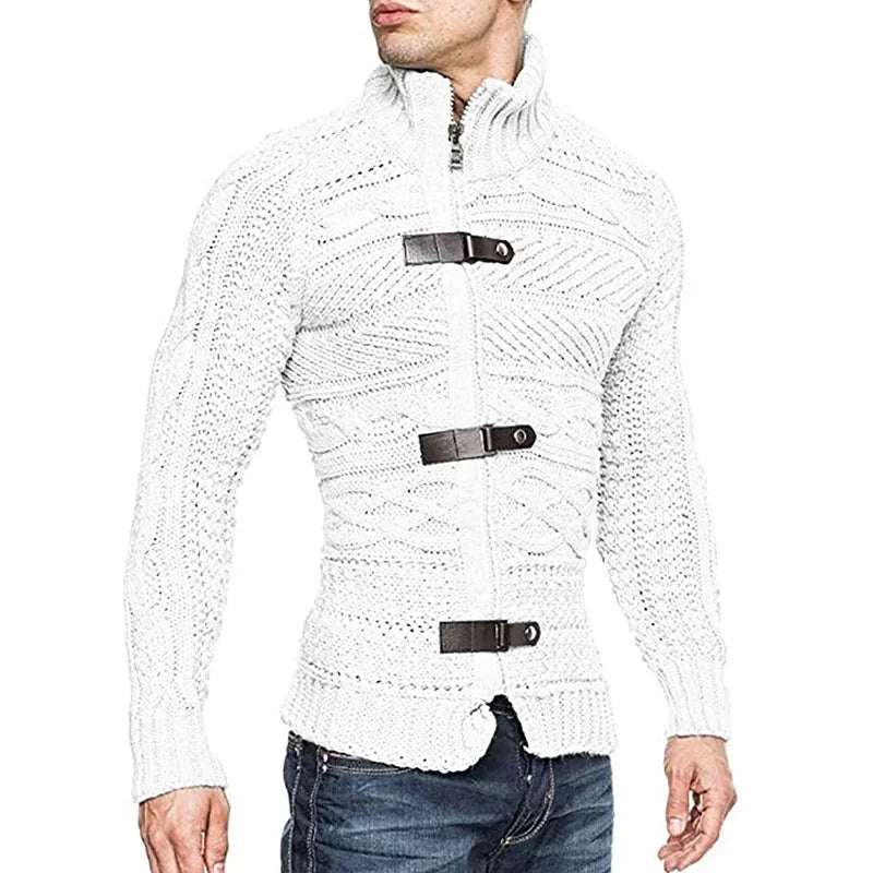 Gilet urbain Boaz - Gilet tricoté avec détails en cuir