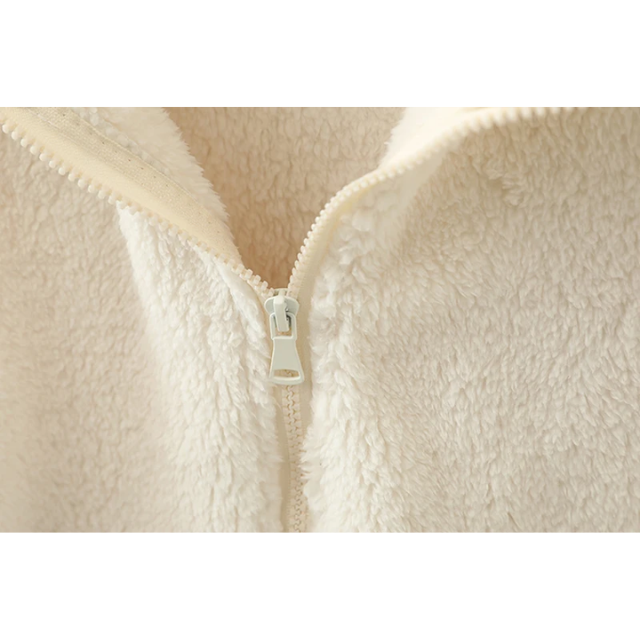 Nina - Soft Sherpa Zip-Up High Collar Jacket, Fleece Vest