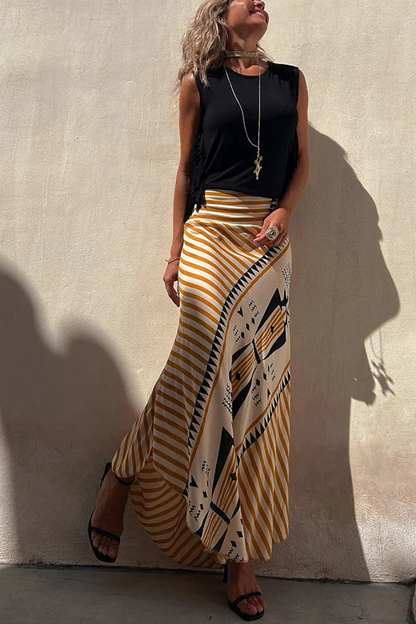 Audrey - Geometric Print Maxi Skirt