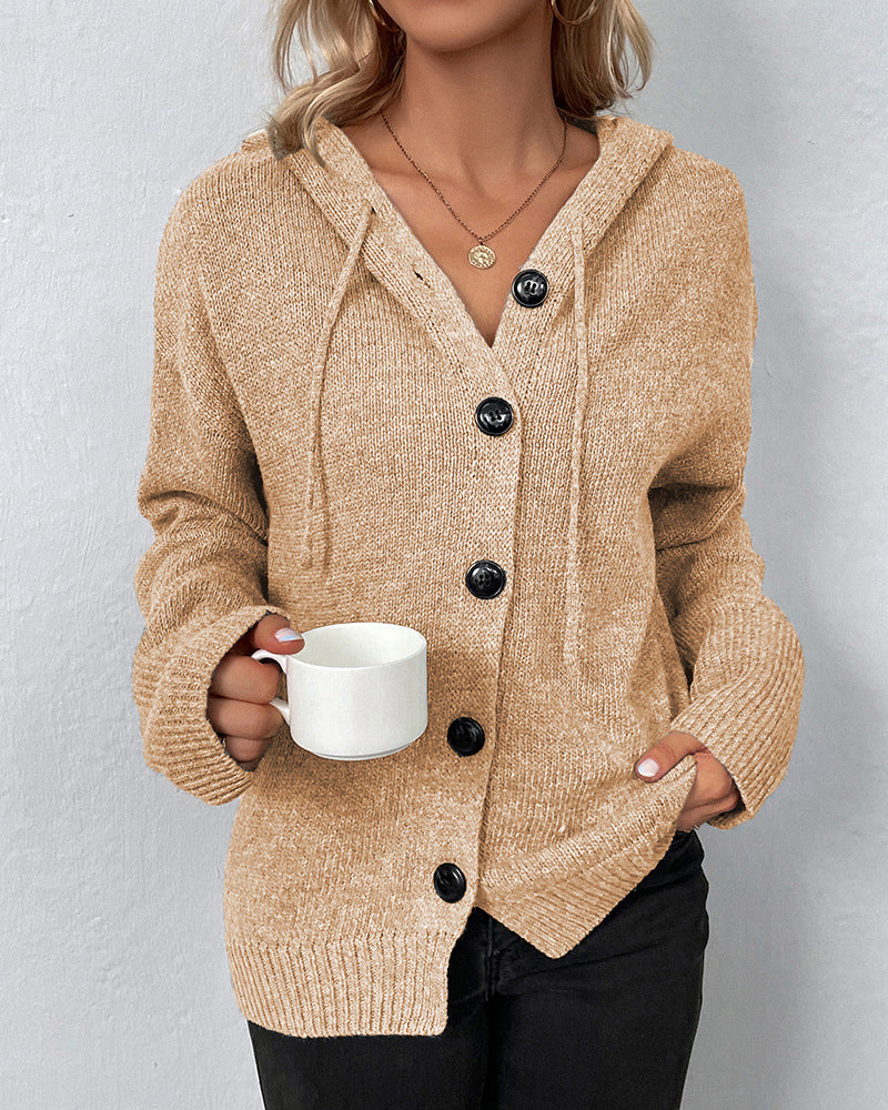 Nienke | Cardigan uni avec capuche et lacets