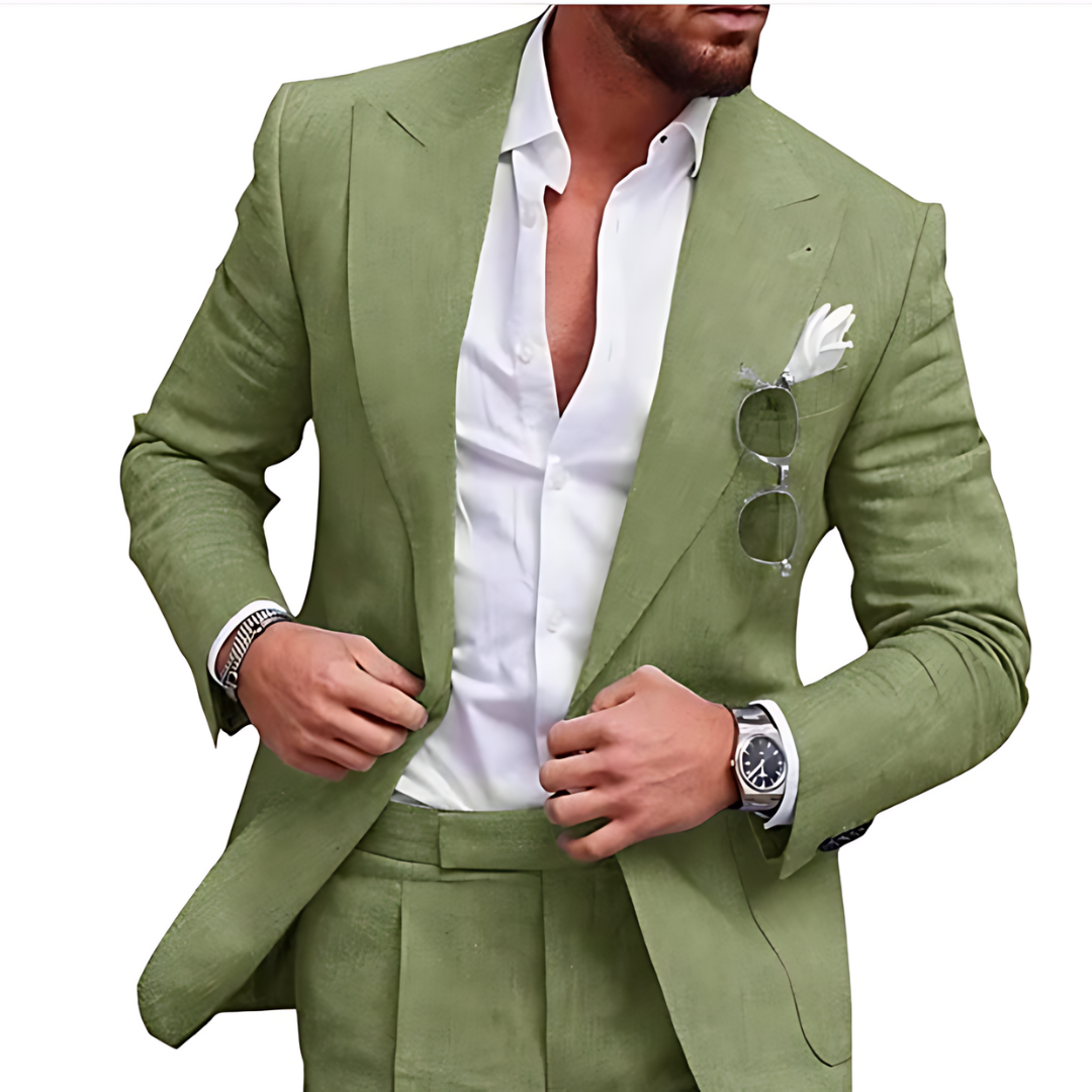 Trendy Linen 2 Piece Beach Wedding Suit for Men - Caden