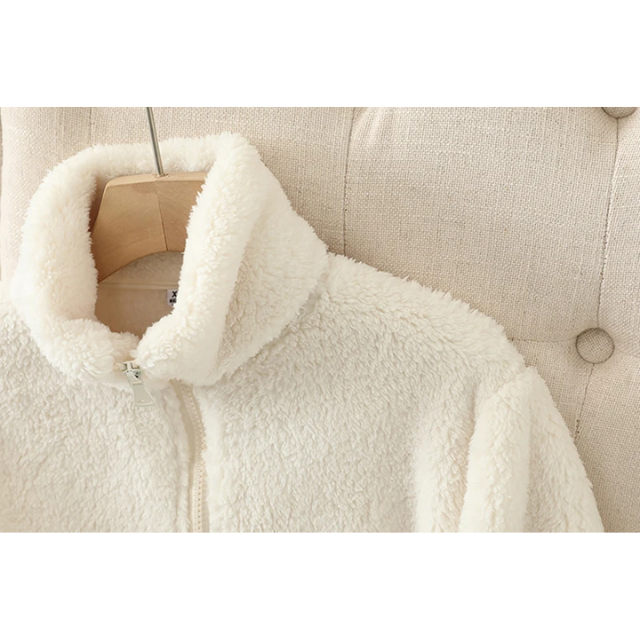 Nina - Soft Sherpa Zip-Up High Collar Jacket, Fleece Vest