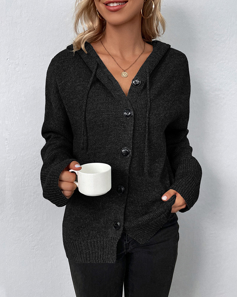 Nienke | Cardigan uni avec capuche et lacets