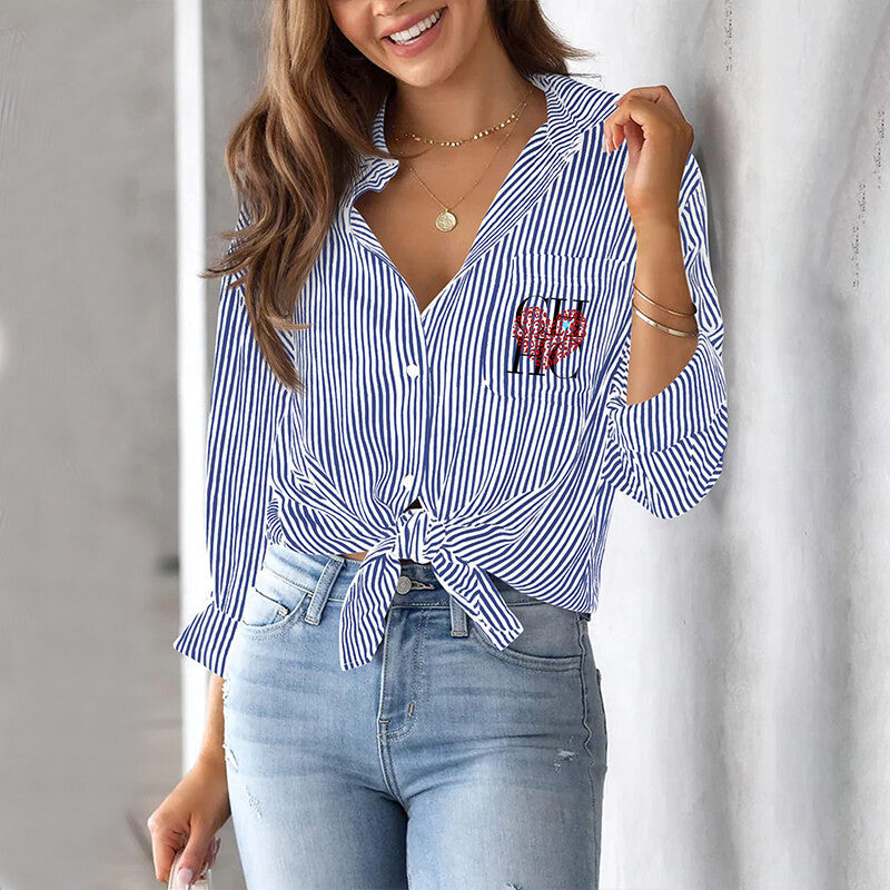 Alison - Elegant Striped Office Top for Women